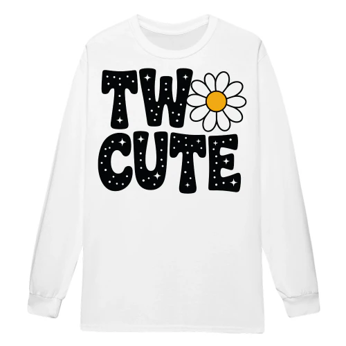 TWO CUTE Floral Typography Birthday Design Cute Flower Aesthetic - Birthday Celebration
