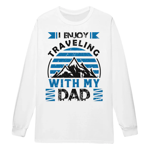 I Enjoy Traveling With My Dad Retro Blue Mountain Hiking - Family Travel Design