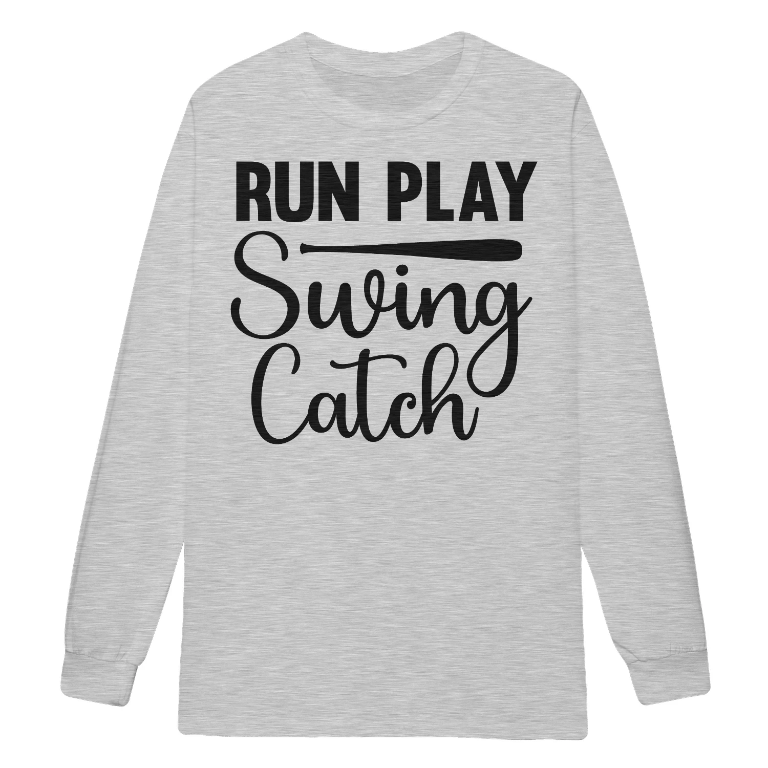 Run Play Swing Catch Minimalist Baseball Softball Cursive Typography - Sports Runner Design