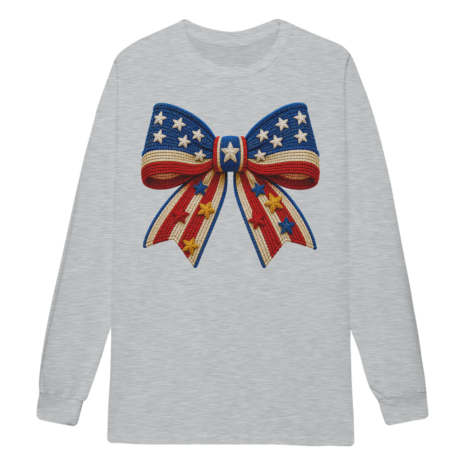 Patriotic American Flag Knitted Bow Coquette USA - Fourth Of July Design