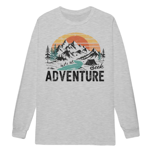 Seek Adventure Retro Sunset Mountain Hiking Camping Outdoor - Travel Design