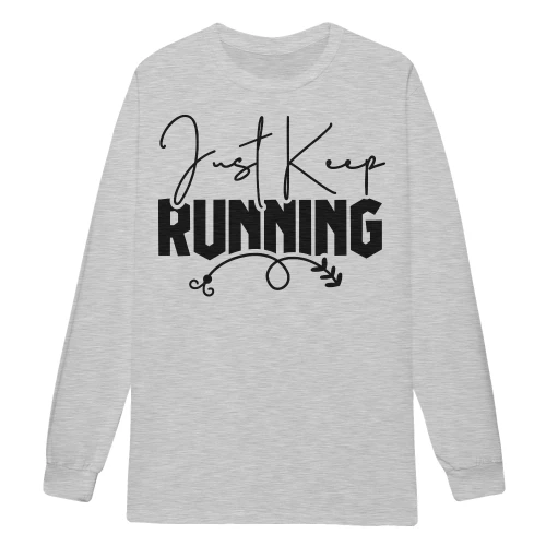 Just Keep Running Minimalist Fine Line Abstract Running Shoe Graphic - Runner Motivation Design