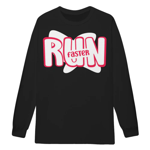 Run Faster Playful Pop Pink Outlined Cartoon Fitness Typography - Running Motivation Design