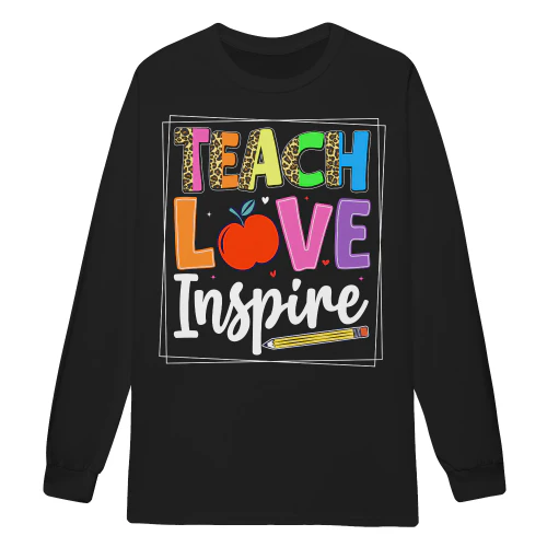 Teach Love Inspire Leopard Print Apple School Teacher Graphic Design