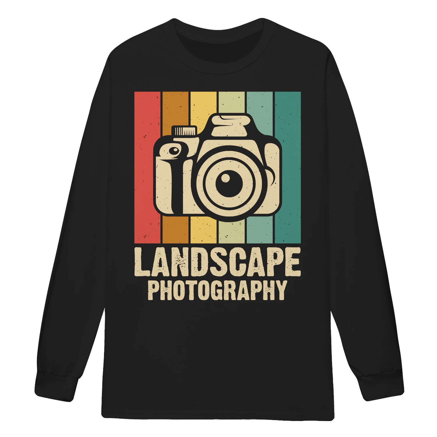 Landscape Photography - Retro Sunset Stripes Vintage Camera Photographer Graphic