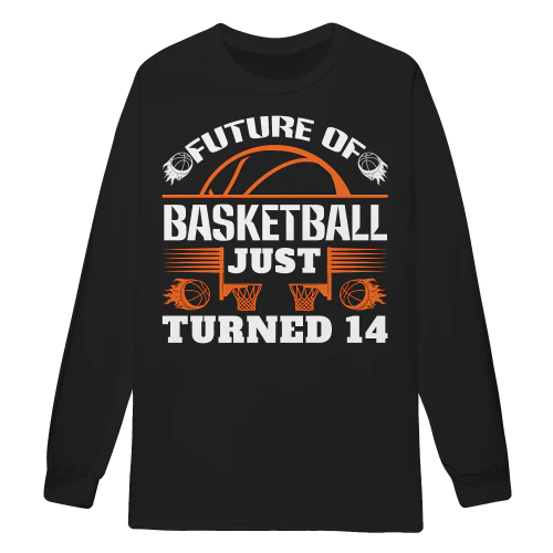 Future Of Basketball Just Turned 14 Retro Flaming Hoops Birthday - Basketball Birthday Design