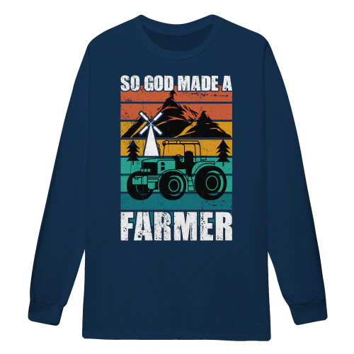 So God Made A Farmer Retro Sunset Tractor Windmill Farming - Country Agriculture Design