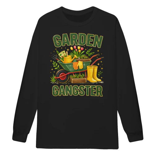 Garden Gangster Wheelbarrow Boots Tulips - Funny Gardening Graphic