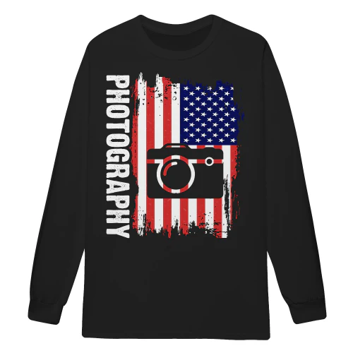 Photography - Distressed American Flag Vintage Camera Patriotic Photographer Graphic