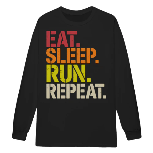 Eat Sleep Run Repeat Vintage Distressed Retro Sunset Gradient Typography - Runner Life Design