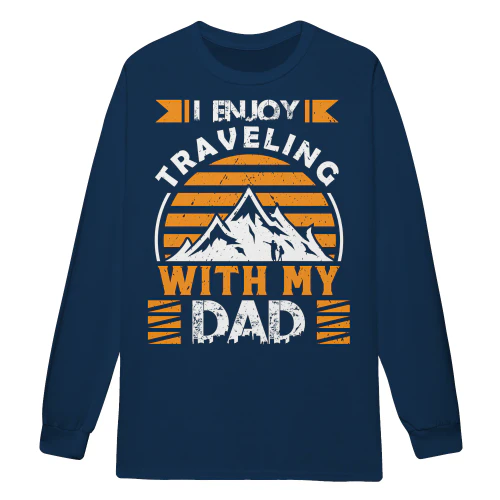 I Enjoy Traveling With My Dad Retro Blue Mountain Hiking - Family Travel Design