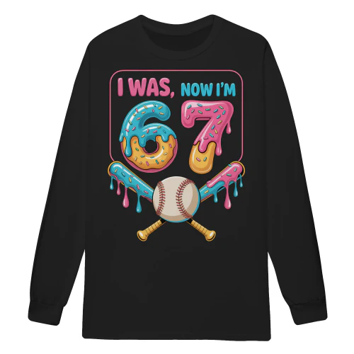 I Was Now I'm 67 Funny Baseball Donut 67th Birthday - Milestone Celebration Design