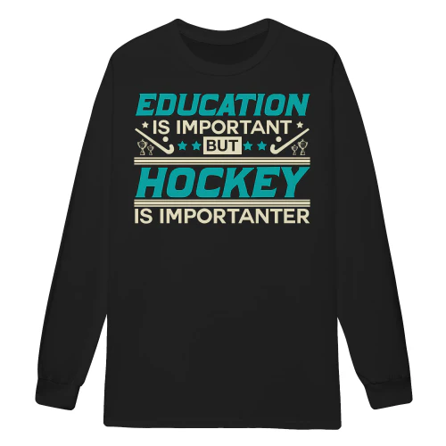 Education Is Important But Hockey Is Importanter Retro Sports Graphic - Hockey Player Design