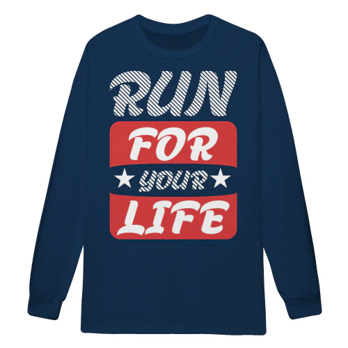 Run For Your Life Retro Striped Badge Red Black Sports Typography - Running Motivation Design