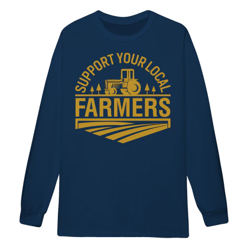 Support Your Local Farmers Retro Tractor Field Agriculture - Farm Life Design