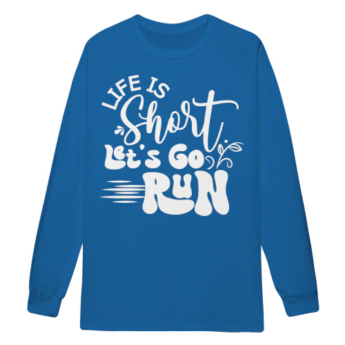 Life Is Short Let’s Go Run Elegant Mixed Cursive Speed Line Typography - Running Motivation Design