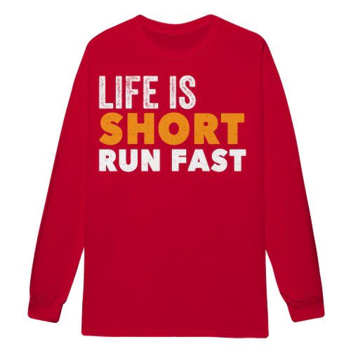 Life Is Short Run Fast Vintage Distressed Motivational Runner Graphic - Running Life Design