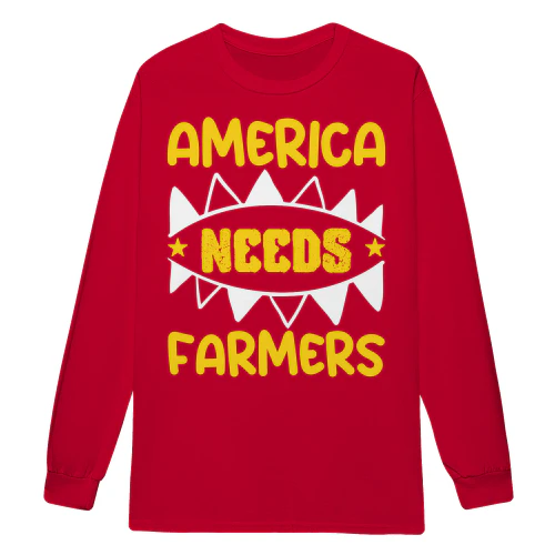 America Needs Farmers Patriotic USA Agriculture Retro Bubbly Typography - Farm Life Design