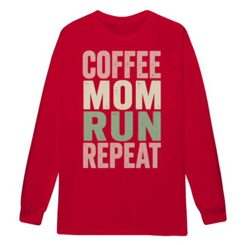 Coffee Mom Run Repeat Vintage Distressed Earth Tone Typography - Running Mom Design