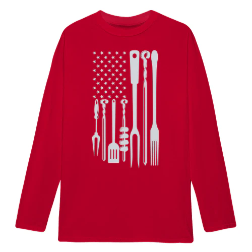 American Flag BBQ Tools USA Patriotic Grill Master - Vintage Barbecue Culinary Design