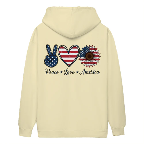 Peace Love America Sunflower Flag Patriotic USA - 4th Of July Design