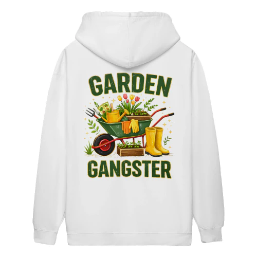 Garden Gangster Wheelbarrow Boots Tulips - Funny Gardening Graphic