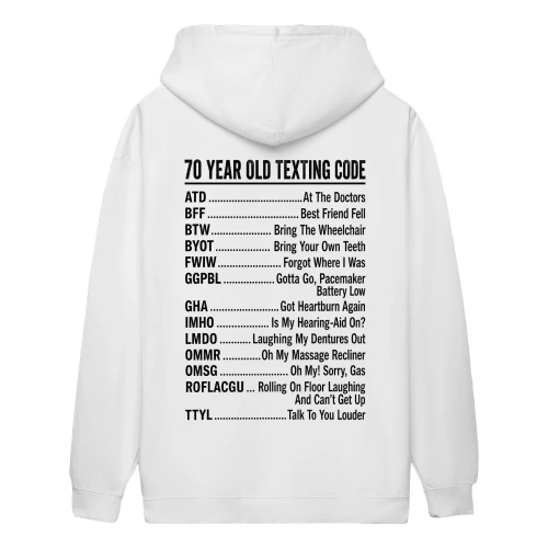 70 Year Old Texting Code - Funny 70th Birthday Senior Humor Aging Joke Vintage Design