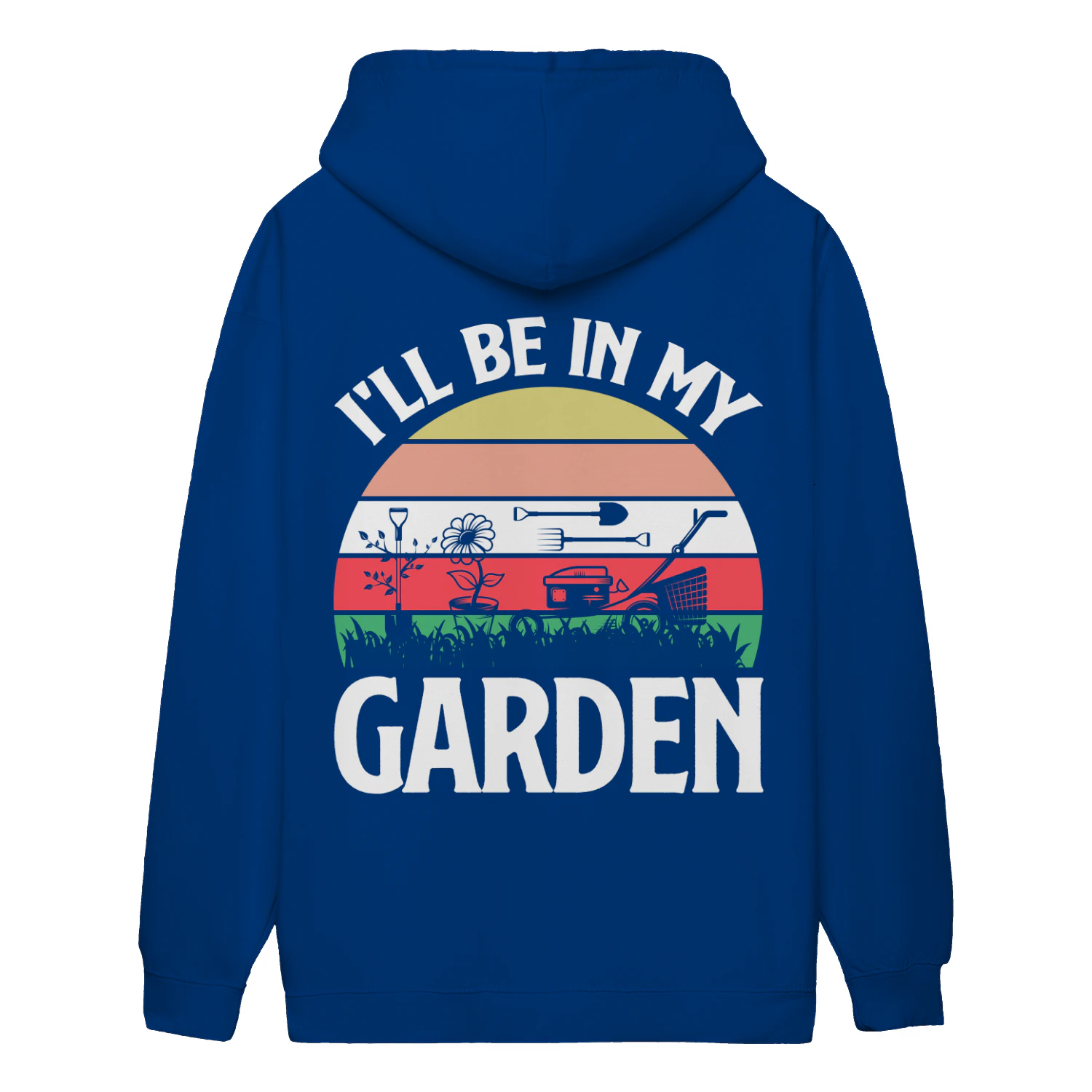 I'll Be in My Garden Vintage Sunset - Gardening Tools Graphic