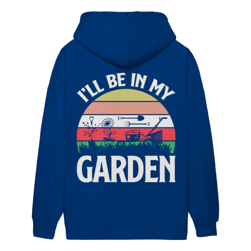 I'll Be in My Garden Vintage Sunset - Gardening Tools Graphic