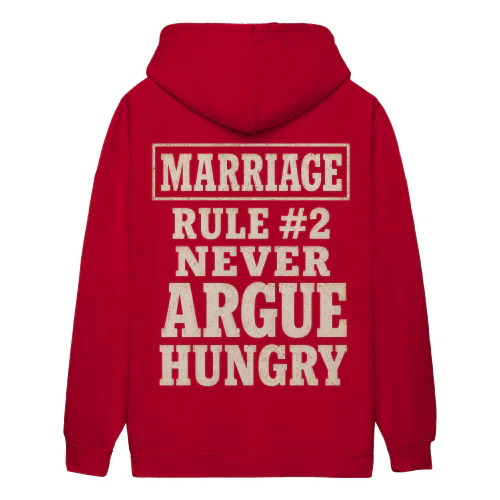 Marriage Rule #2 Never Argue Hungry - Funny Marriage Humor Husband Wife Couple Joke Vintage Design
