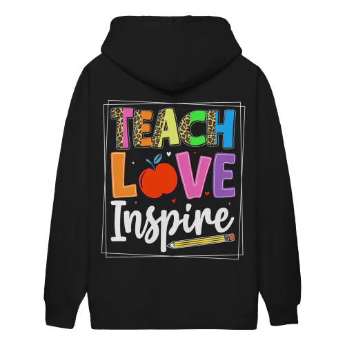 Teach Love Inspire Leopard Print Apple School Teacher Graphic Design