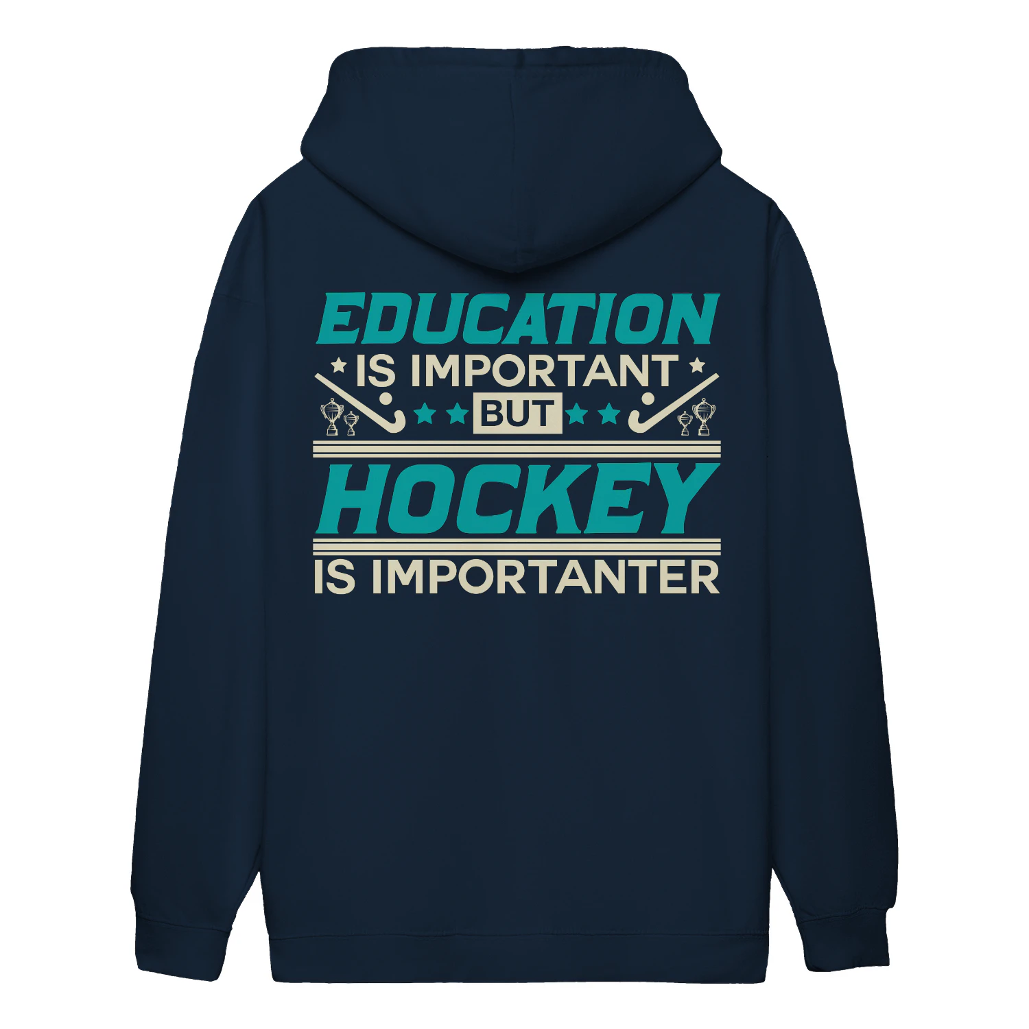 Education Is Important But Hockey Is Importanter - Funny Retro Sports Graphic