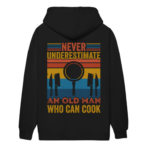 Never Underestimate An Old Man Who Can Cook Retro Distressed Chef Kitchen - Culinary Design