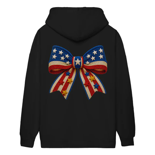 Patriotic American Flag Knitted Bow Coquette USA - Fourth Of July Design