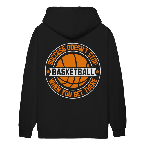 Success Doesnt Stop Basketball Retro Orange White Circular Banner - Sports Design