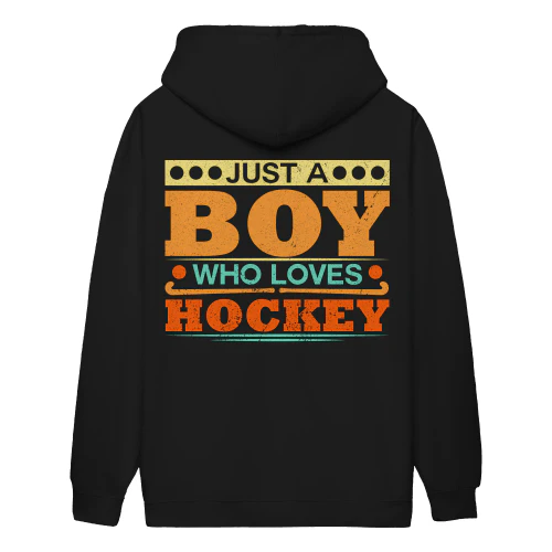 Just A Boy Who Loves Hockey - Funny Retro Distressed Sports Graphic