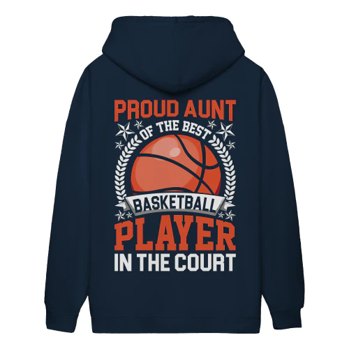 Proud Aunt Of The Best Basketball Player On The Court Retro Orange Slogan - Basketball Design