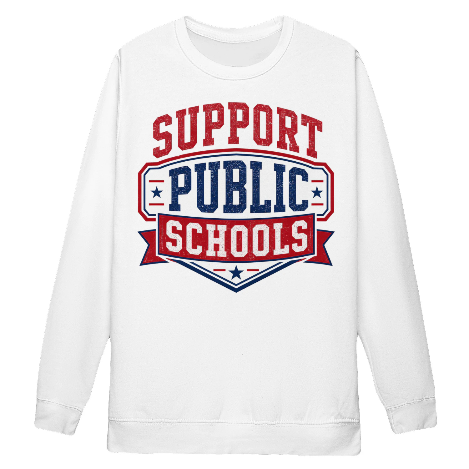 Support Public Schools Distressed Vintage Crest Graphic Design