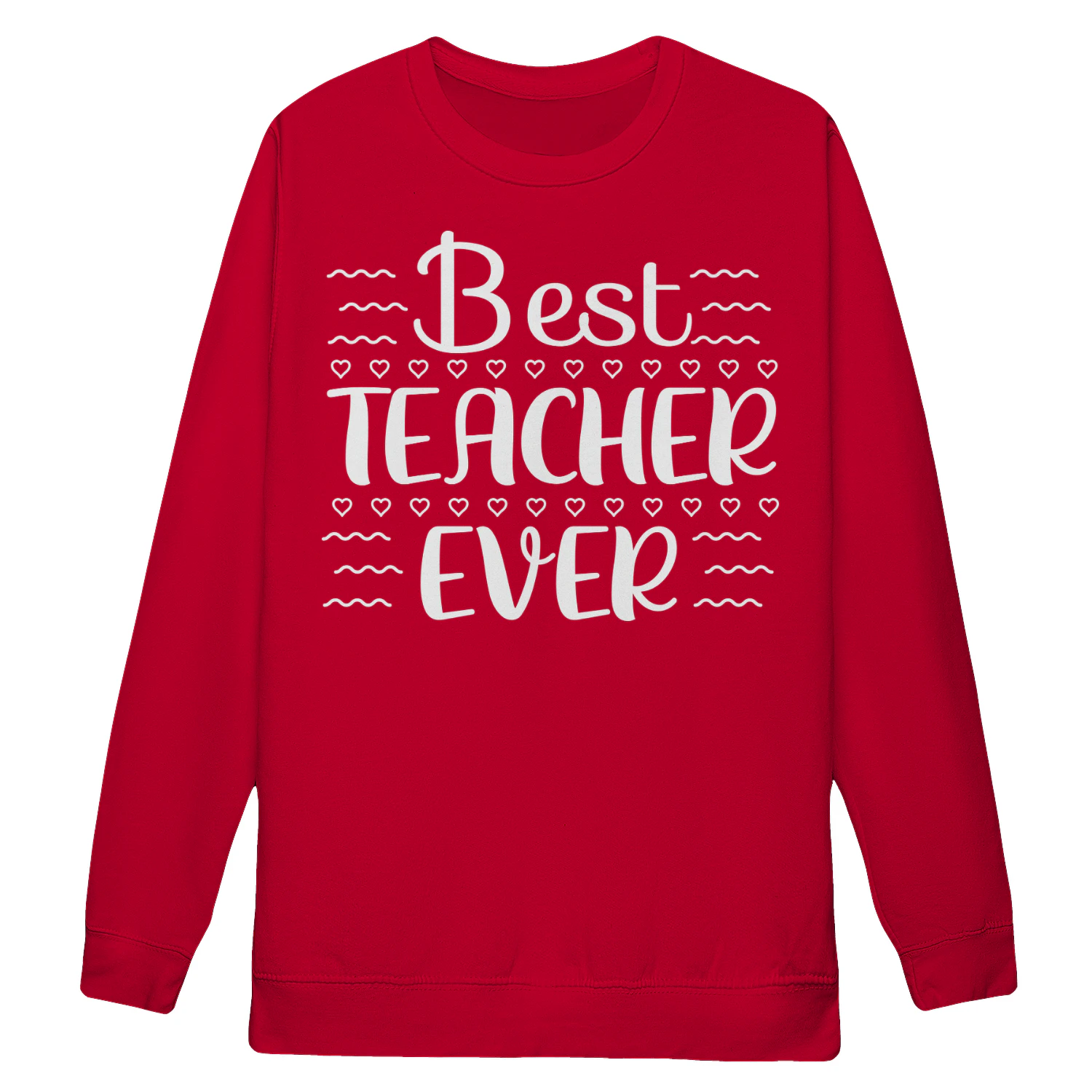 Best Teacher Ever White Typography Hearts School Graphic Design