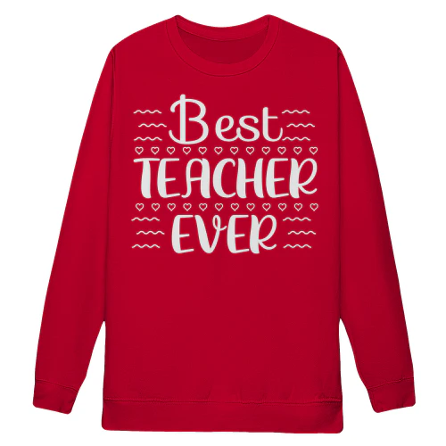 Best Teacher Ever White Typography Hearts School Graphic Design