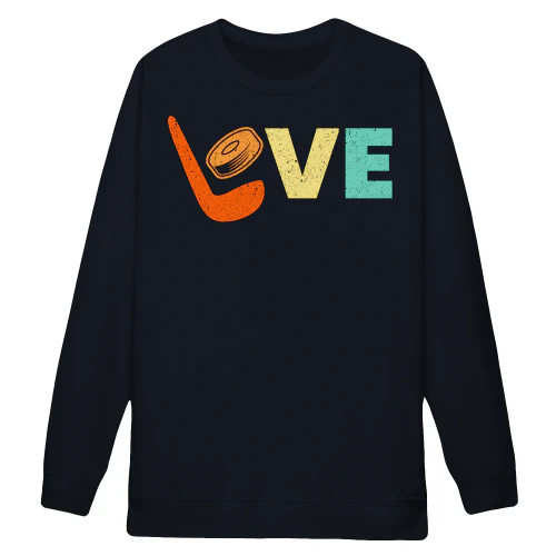Love Hockey - Funny Retro Distressed Ice Hockey Graphic for Men and Women