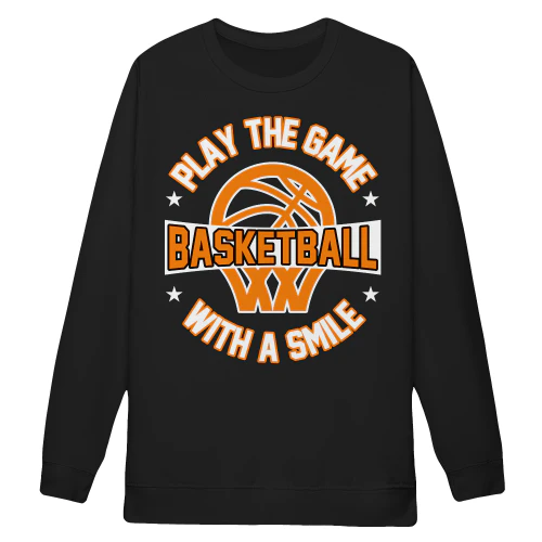 Play The Game Basketball With A Smile Retro Orange Circular Emblem - Sports Design
