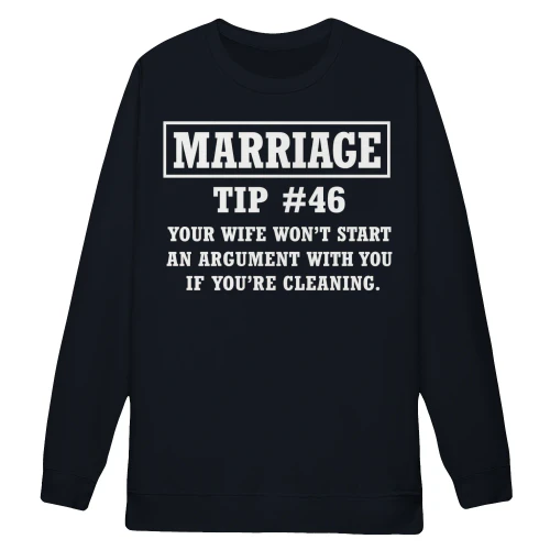 Marriage Tip #46 Funny Wife Humor Cleaning Advice Relationship Marriage Joke - Vintage Quote Design