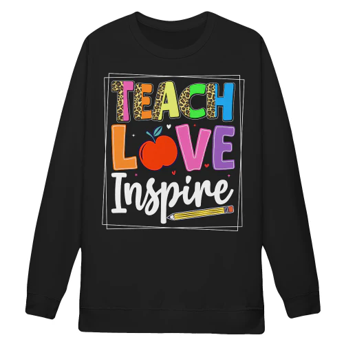 Teach Love Inspire Leopard Print Apple School Teacher Graphic Design