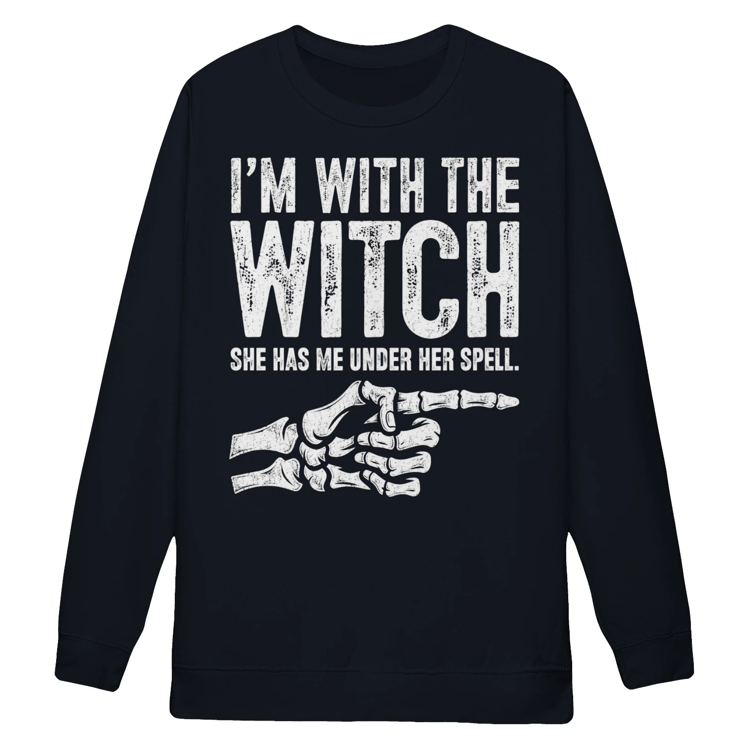 I'm With The Witch She Has Me Under Her Spell Distressed Halloween Couple Design