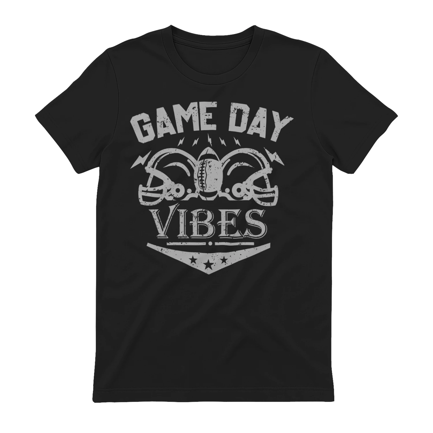 Vintage Game Day Vibes Football - Distressed Football Helmets Graphic Tee for Fans, Tailgating & Sunday Games
