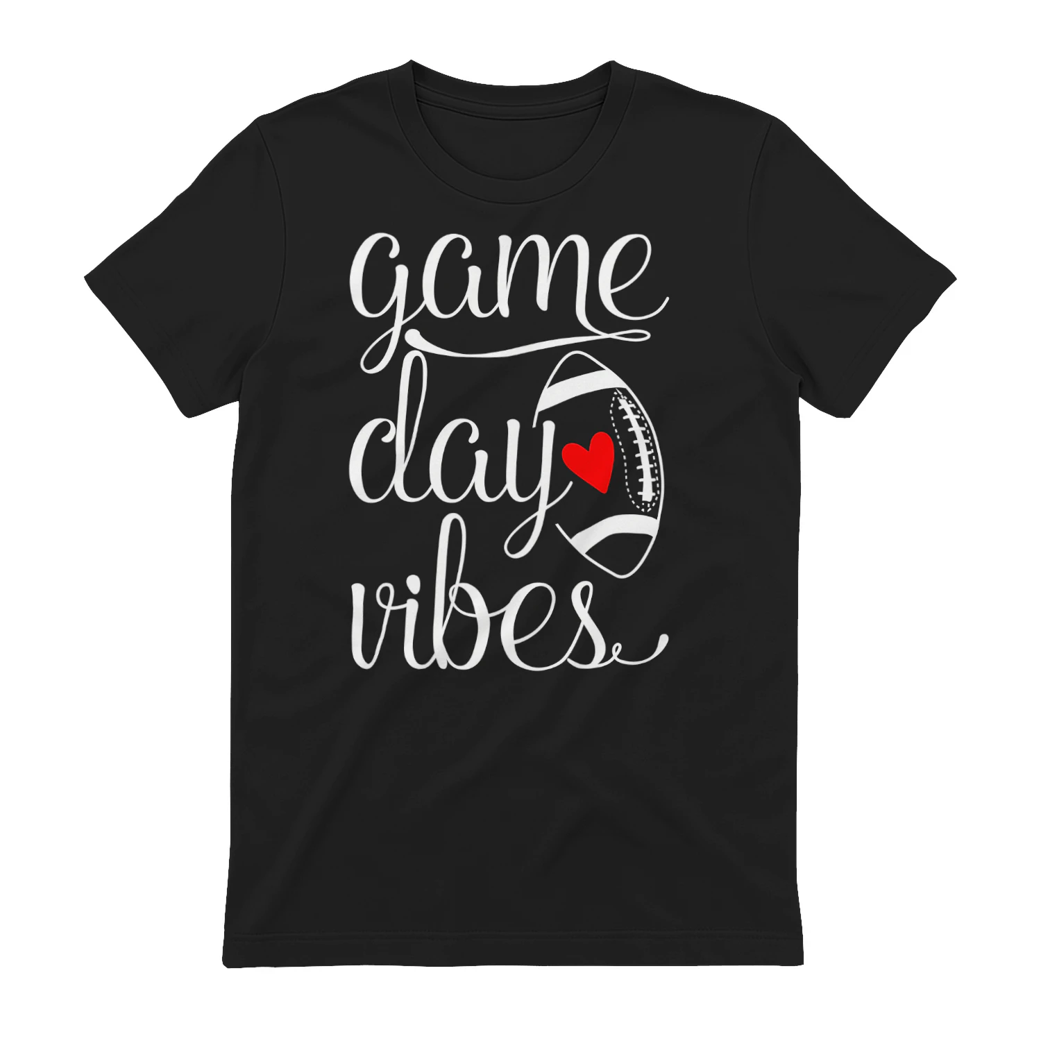 Game Day Vibes Cute Football Heart - Cursive Graphic Design for Fans, Football Moms & Tailgating