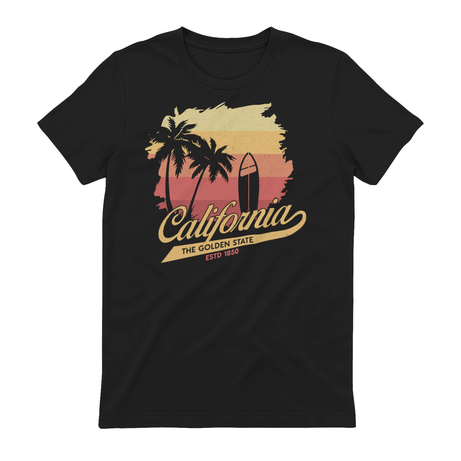 Vintage California Golden State Surf - Retro Palm Trees Sunset Graphic Design