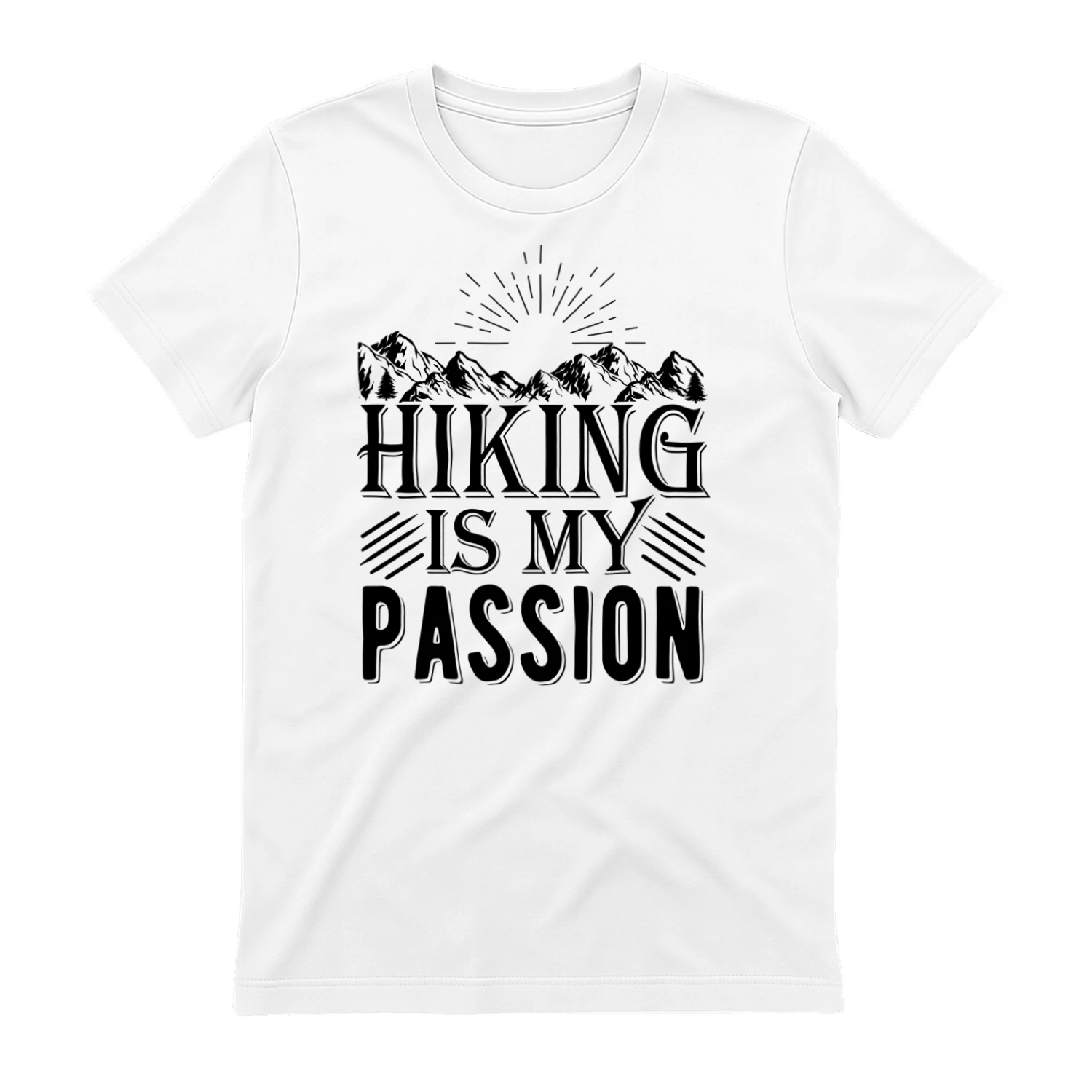 Hiking Is My Passion Retro Mountain Sunburst Graphic Design