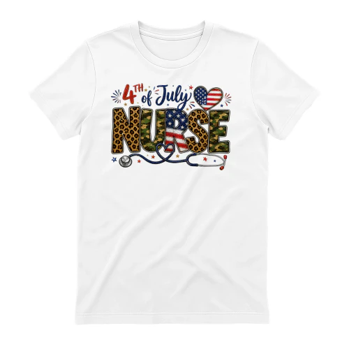 4th Of July Nurse Patriotic Leopard Camo - American Flag Graphic